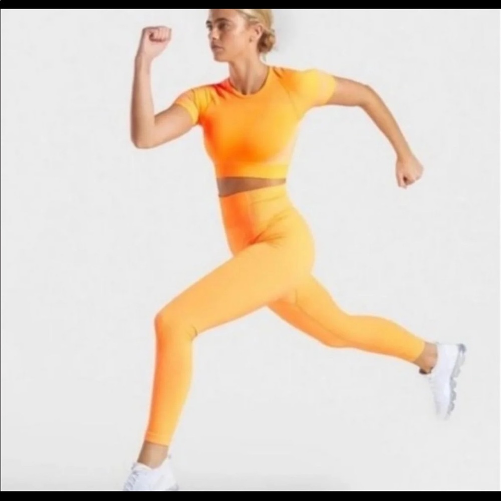Orange gym shark leggings